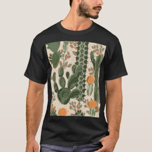 Green succulents, orange flowers, beach wallpaper. T-Shirt