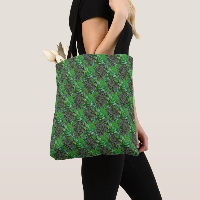 Green Succulents Tote Bags (Close Up)