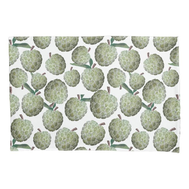 Green Sugar Apples, Tropical Fruit Pillowcase (Front)