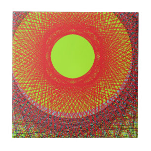 green sun abstract art tile