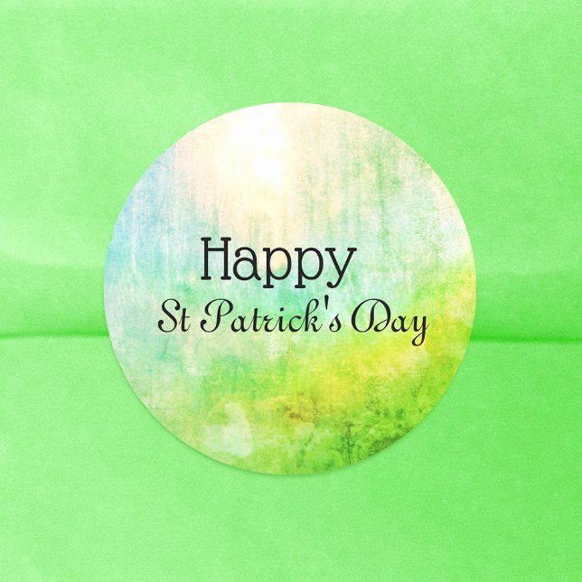 Green Sun Happy St Patrick's Day Classic Round Sticker (Creator Uploaded)