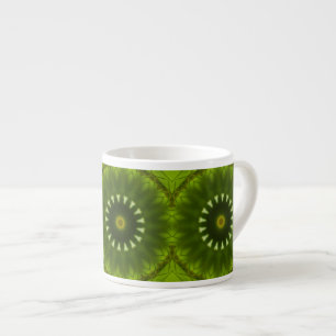 Green Sunburst Abstract Kaleidoscope Pattern Espresso Cup