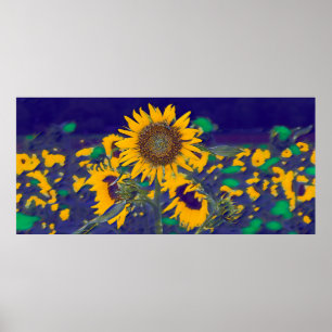 Green sunflower poster