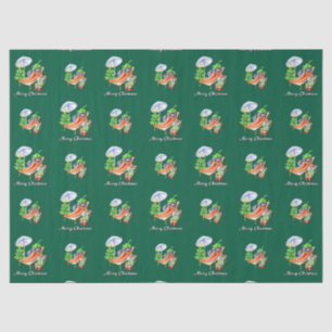 Green Sunny Funny Merry Christmas Pattern Tissue Paper