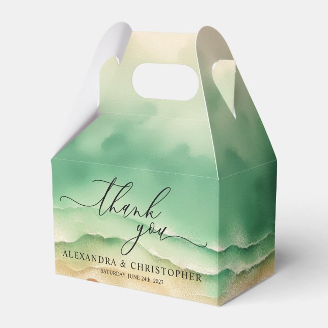 Green Sunny Ocean Beach Summer Party Wedding Favor Box (Front Side)