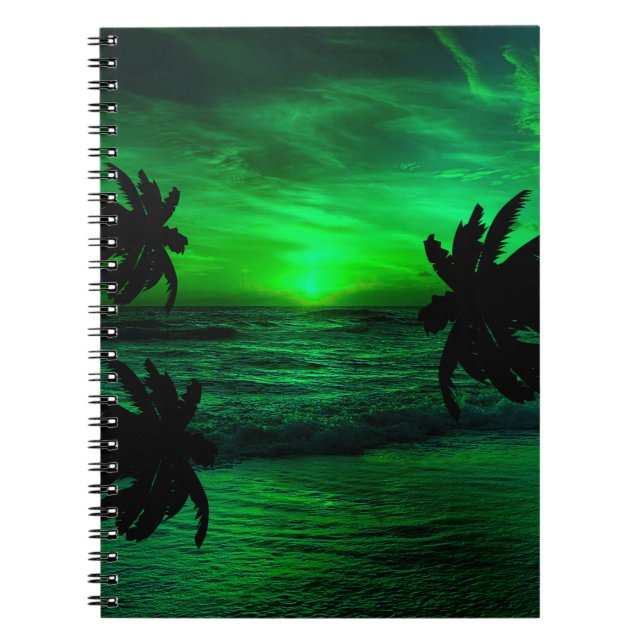 GREEN SUNSETS OCEAN SCENIC  NOTEBOOK (Front)