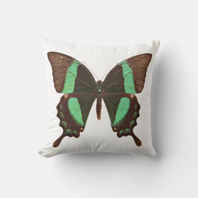 Green Swallowtail Butterfly Throw Pillow (Front)