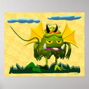 Green Swamp Monster Animated Character Poster