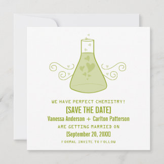 Green Sweet Chemistry Save the Date Invite