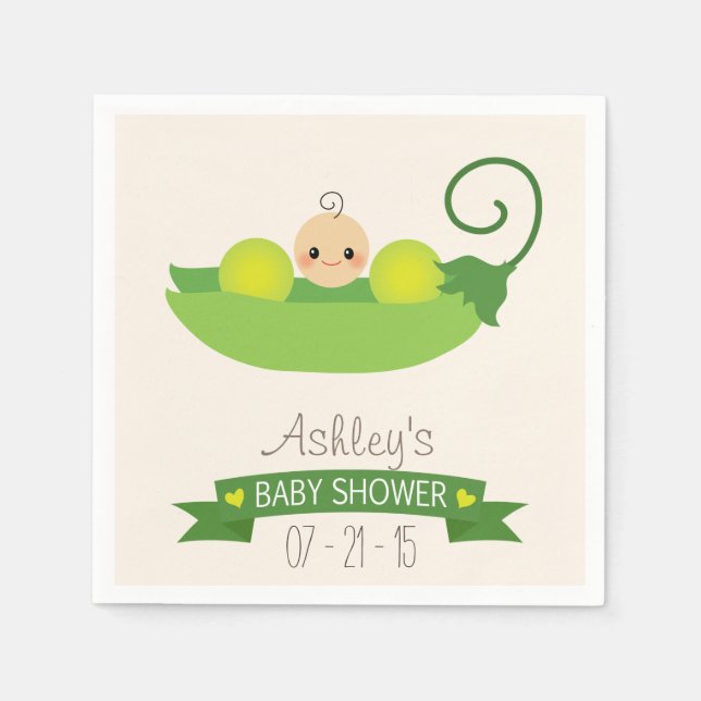 Green Sweet Pea Baby Shower Napkin (Front)