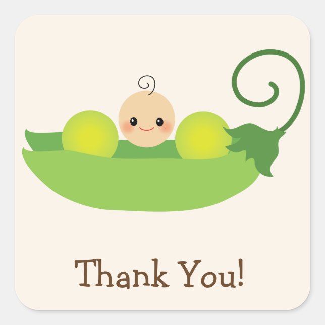 Green Sweet Pea Baby Shower Thank You Square Sticker (Front)