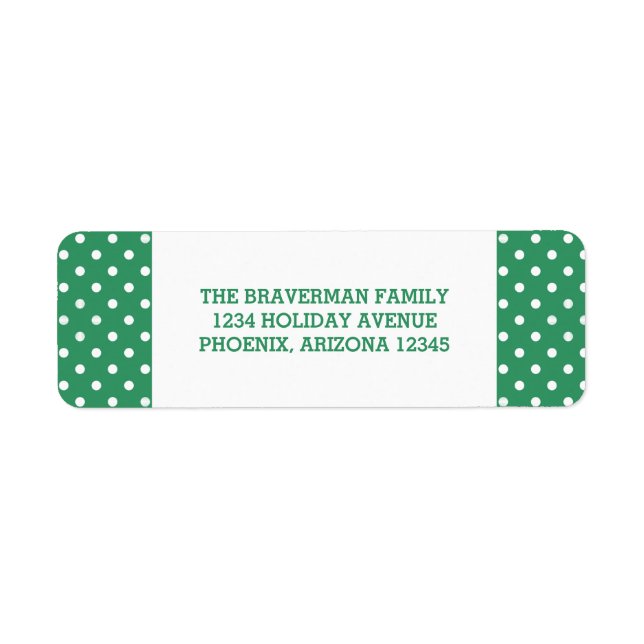 Green Sweet Polka Dot Holiday Address Labels (Front)