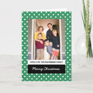 Green Sweet Polka Dot Holiday Photo Greeting Card
