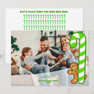 Green sweet XmaS Gingerbread-CandyCane-Odd One Out Holiday Card