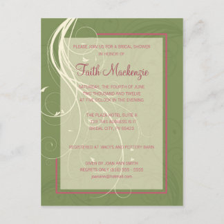 Green Swirl Bridal Shower Invitation Postcard