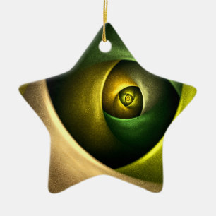Green Swirl Floral Modern Abstract Art Pattern #23 Ceramic Ornament