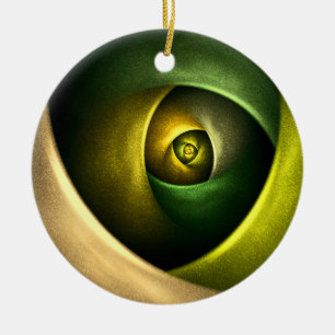 Green Swirl Floral Modern Abstract Art Pattern #23 Ceramic Ornament