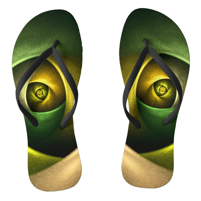 Green Swirl Floral Modern Abstract Art Pattern #23 Flip Flops (Footbed)