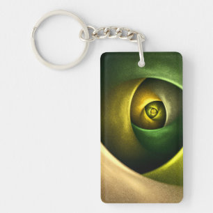 Green Swirl Floral Modern Abstract Art Pattern #23 Keychain