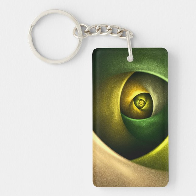 Green Swirl Floral Modern Abstract Art Pattern #23 Keychain (Front)