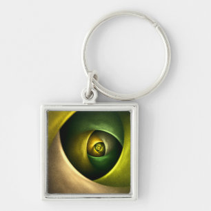 Green Swirl Floral Modern Abstract Art Pattern #23 Keychain