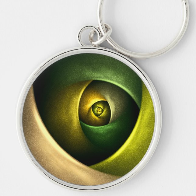Green Swirl Floral Modern Abstract Art Pattern #23 Keychain (Front)