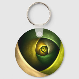Green Swirl Floral Modern Abstract Art Pattern #23 Keychain
