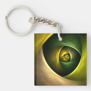 Green Swirl Floral Modern Abstract Art Pattern #23 Keychain