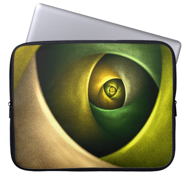 Green Swirl Floral Modern Abstract Art Pattern #23 Laptop Sleeve (Front)