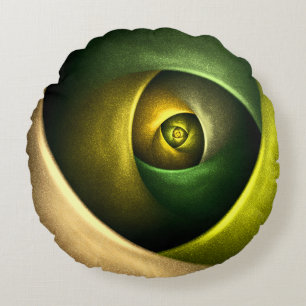 Green Swirl Floral Modern Abstract Art Pattern #23 Round Pillow
