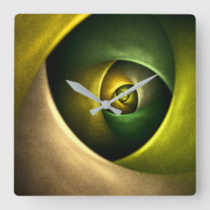 Green Swirl Floral Modern Abstract Art Pattern #23 Square Wall Clock