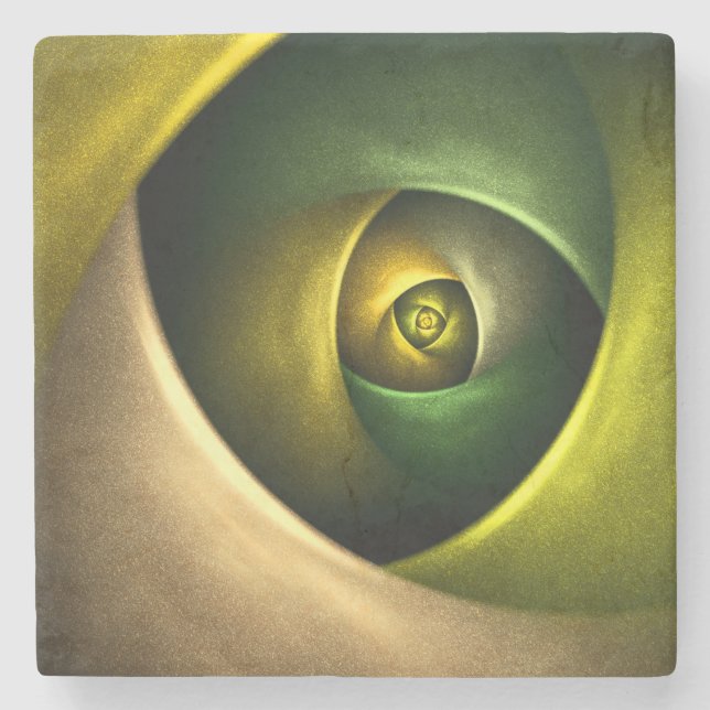 Green Swirl Floral Modern Abstract Art Pattern #23 Stone Coaster (Front)