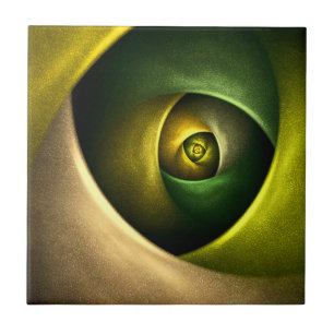 Green Swirl Floral Modern Abstract Art Pattern #23 Tile