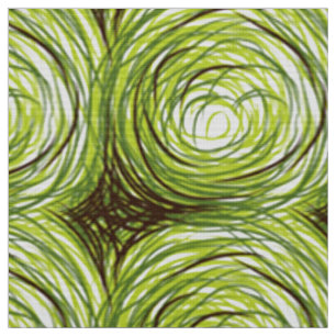 Green Swirl Floral Red Poppy Textile Print Fabric