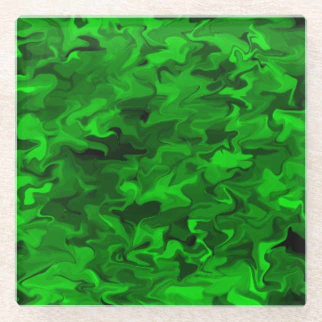 Green Swirl Glass Coaster (Front)