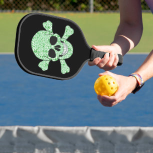 Green Swirl Ireland Skull And Crossbones Pickleball Paddle
