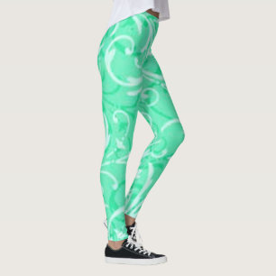 Green Swirl Pattern Leggings