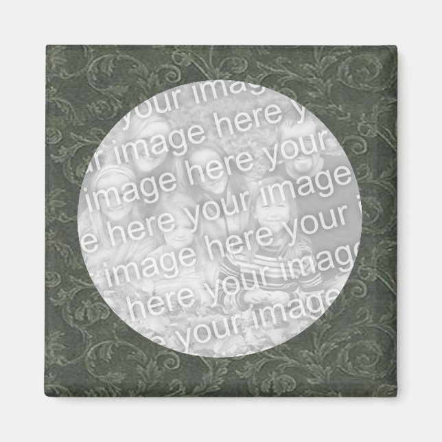 Green Swirl Photo Magnet Template (Front)
