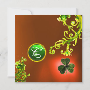 GREEN SWIRLS AND SHAMROCK ST PATRICK'S DAY PARTY INVITATION