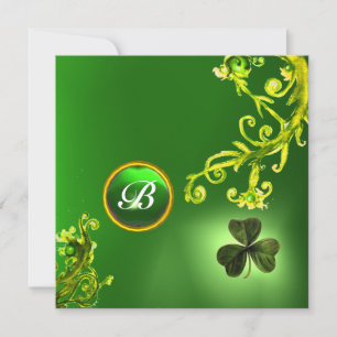 GREEN SWIRLS AND SHAMROCK ST PATRICK'S DAY PARTY INVITATION