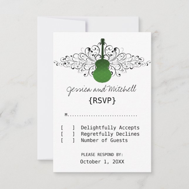 Green Swirls Guitar Response Card (Front)