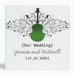Green Swirls Guitar Wedding Binder