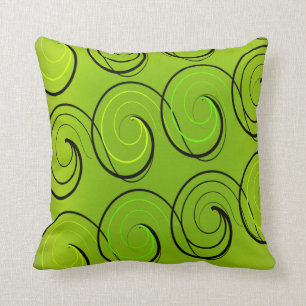Green Swirls Throw Pillow