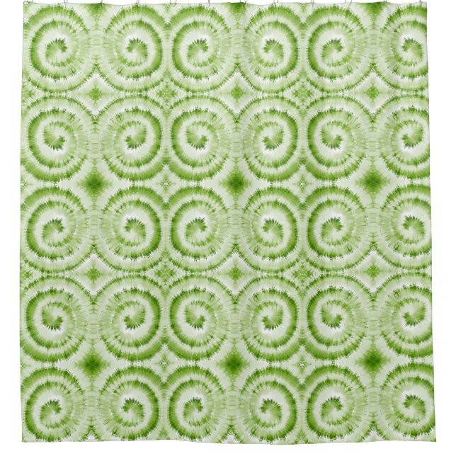 Green Swirly Abstract Shower Curtain (Front)