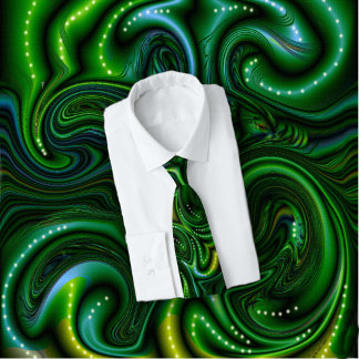Green Swirly Spotted Abstract Fine Art Tie