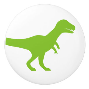 Green t-rex dinosaur ceramic door and drawer knobs
