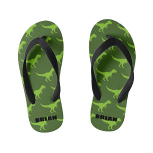 Green t-rex dinosaur kid's Flip Flops for children
