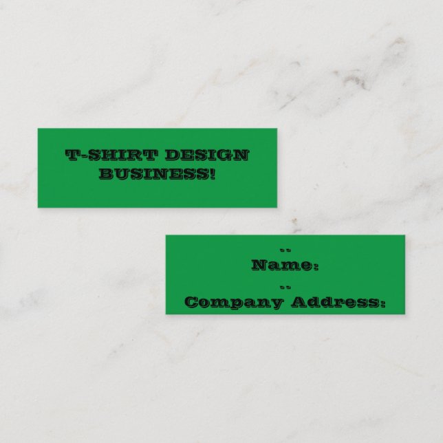 Green T-shirt Design Business Mini Business Card (Front/Back)