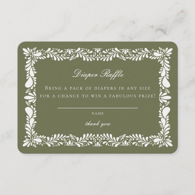 Green Talavera Tile Diaper Raffle Card Insert (Front)