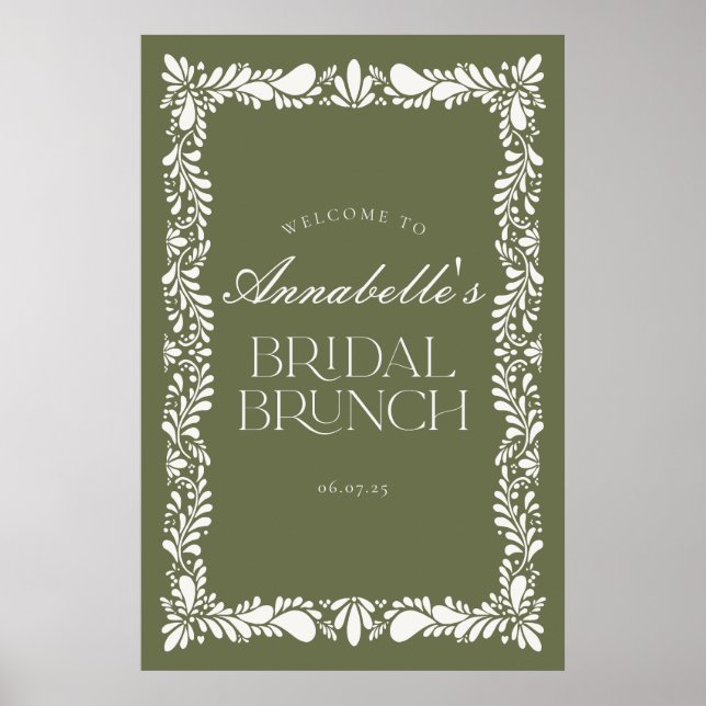 Green Talavera Tile Fiesta Bridal Brunch Welcome Poster (Front)